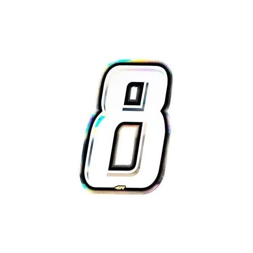 Autocollant Numéro 8 Nombre Adhésif Moto, Blanc Holographique, H 10 Cm