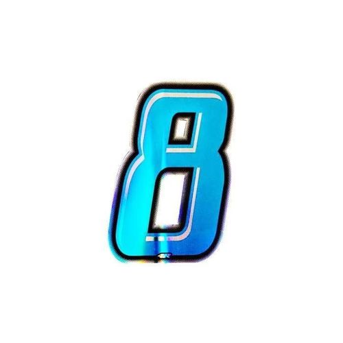 Autocollant Numéro 8 Nombre Adhésif Moto, Bleu Holographique, H 10 Cm
