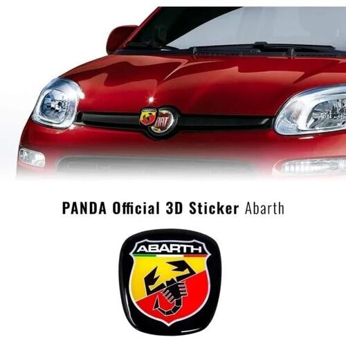 Autocollant 3d - Abarth - Logo Fiat Panda - Rouge - 71x65mm - Flexible Et Durable