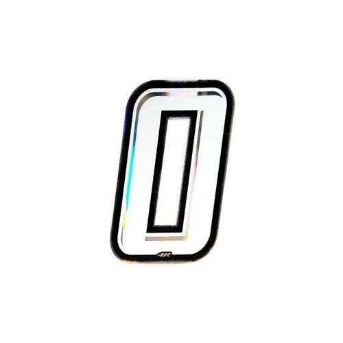 Autocollant Numéro 0 Nombre Adhésif Moto, Blanc Holographique, H 10 Cm