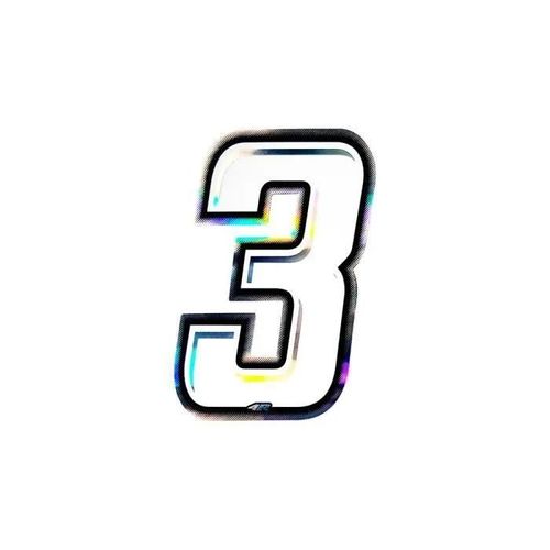 Autocollant Numéro 3 Nombre Adhésif Moto, Blanc Holographique, H 10 Cm