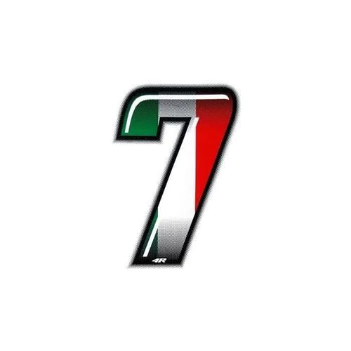 Autocollant Numéro 7 Nombre Adhésif Moto, Drapeau Italie, H 10 Cm