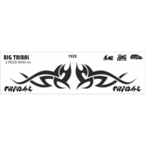 Autocollant - Big Tribal - 20 X 24 Cm - Noir - 2 Pièces - Moto
