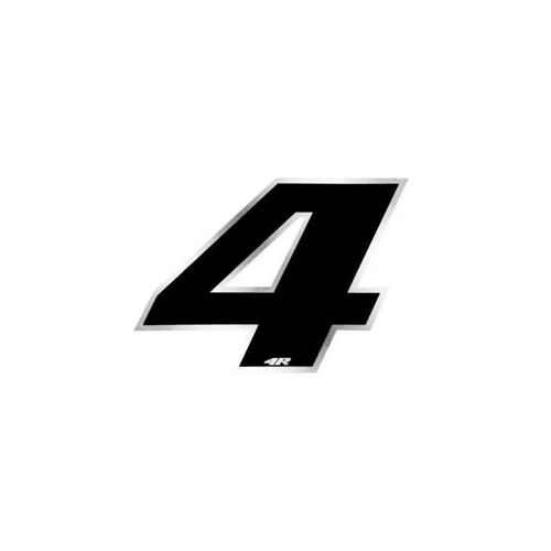 Autocollant - Moto - Numéro 4 - Noir Chrome - 65 X 85 Mm - Adhérence Garantie