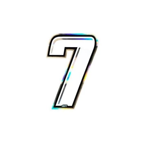 Autocollant Numéro 7 Nombre Adhésif Moto, Blanc Holographique, H 10 Cm