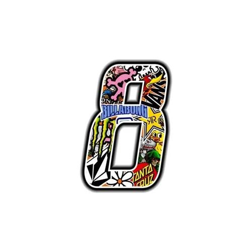 Autocollant Numéro 8 Nombre Adhésif Pour Moto, Sticker Bomb, 10 X 7,5 Cm