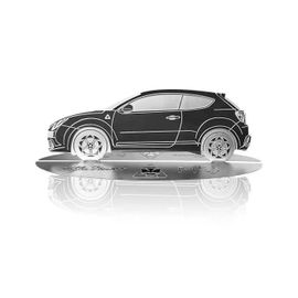 Modèle Réduit - Alfa Romeo - Mito - Acier Inoxydable - Silhouette Gravée - Vitrine Transparente