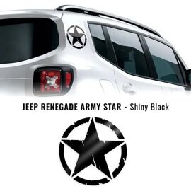 Autocollants Stickers - Army Star - Jeep Renegade - Noir Brillant - Diamètre 20 Cm - 2 Pièces