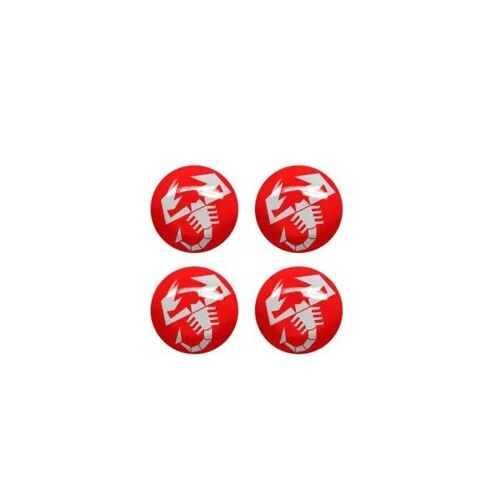 Autocollant 3d - Abarth - Scorpion - Rouge - Diamètre 9 Mm - 4 Pièces
