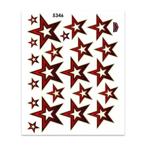 Autocollant Décoratif - Sticker Étoiles - Rouge - 35 X 25 Cm - Résistant - Personnalisation Voiture/Moto/Casque