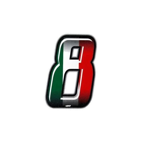 Autocollant Numéro 8 Nombre Adhésif Moto, Drapeau Italie, H 10 Cm