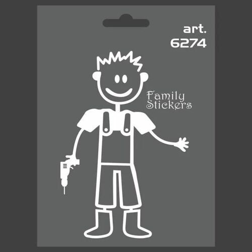 Autocollant Pour Voiture - Famille - Papa Perceuse - 9 X 12 Cm - Résistant - Adhérence Garantie