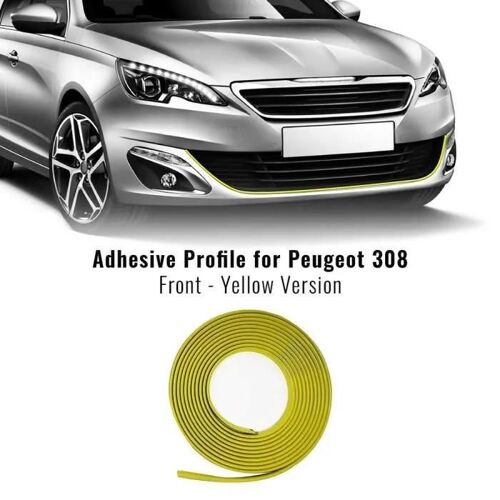 Profil Adhésif - Peugeot - 308 - Jaune - S'adapte Au Pare-Chocs - Inclus: Serviette Easy Cleaner Pro