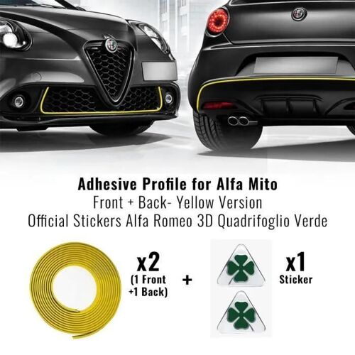 Kit Décoratif Voiture - Alfa Romeo - Mito - Jaune - Autocollants 3d - Profil Adhésif Avant Et Arrière