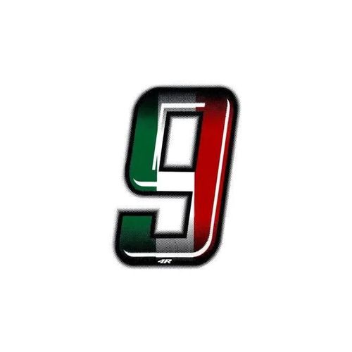 Autocollant Numéro 9 Nombre Adhésif Moto, Drapeau Italie, H 10 Cm