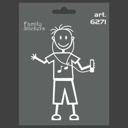 Autocollant Pour Voiture - Famille - Garçon Musique - 9 X 12 Cm - Résistant - Adhérence Garantie