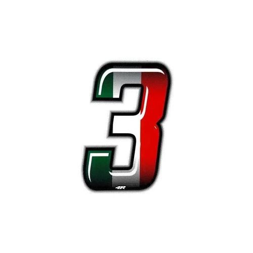 Autocollant Numéro 3 Nombre Adhésif Moto, Drapeau Italie, H 10 Cm