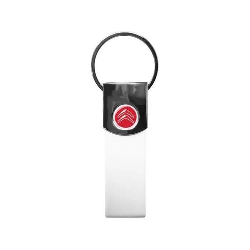 Porte-Clés Officiel Citroën Blanc, Logo Rouge