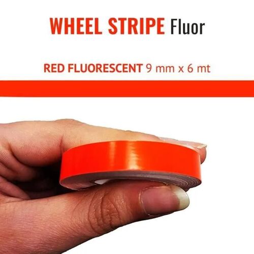 Bandes Adhésives - 4r Quattroerre.It - Jantes Moto - Rouge Fluo - 9 Mm - 6 Mètres
