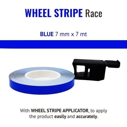 Wheel Stripes Bandes Adhésives Course Pour Jantes Moto Avec Applicateur, Bleu, 7 Mm X 7 Mt