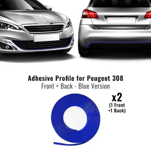 Profil Adhésif - Peugeot - 308 - Bleu - 2 Serviettes 'easy Cleaner Pro' - S'adapte Au Pare-Chocs