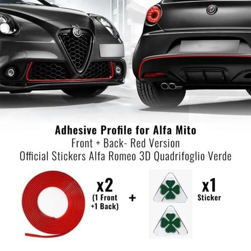 Kit Décoratif Voiture - Alfa Romeo - Mito - Adhésif Rouge - Autocollants 3d - Facile À Appliquer
