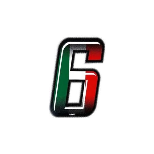 Autocollant Numéro 6 Nombre Adhésif Moto, Drapeau Italie, H 10 Cm