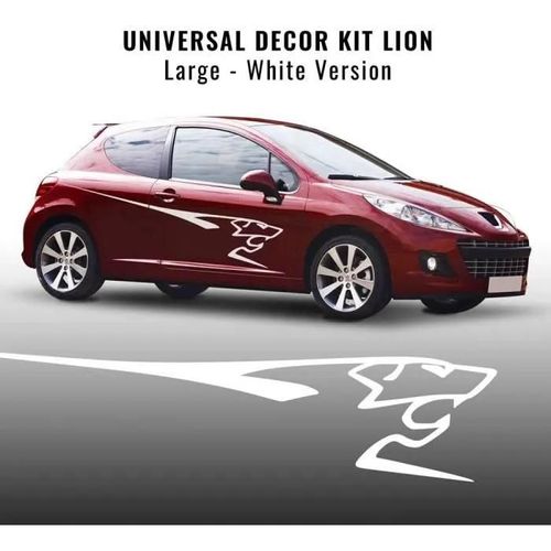 Kit De Décoration Adhésif - Peugeot - 207 - 2 Pièces - 220 Cm - Blanc