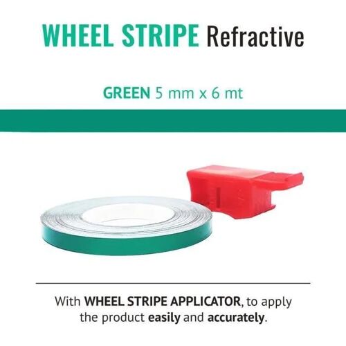 Bandes Adhésives Réfléchissantes - 4r Quattroerre.It - 5 Mm X 6 Mt - Vert - Applicateur Inclus - Moto