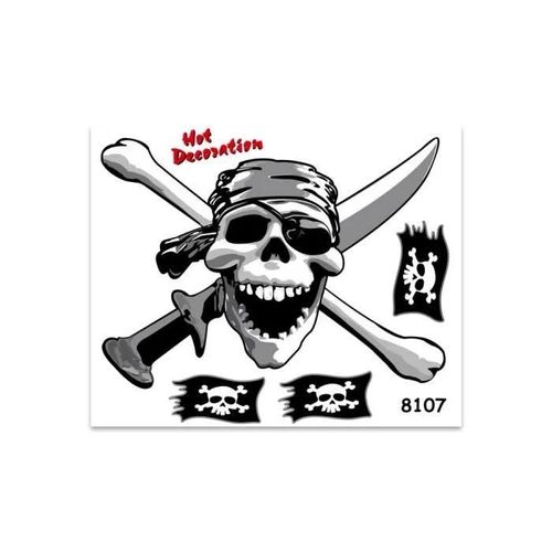 Autocollant Sticker Crâne Pirate, 14 X 16 Cm