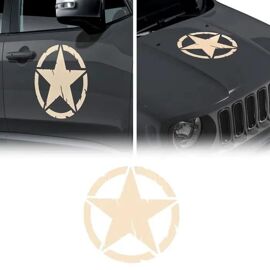 Autocollants Stickers - Army Star - Jeep Renegade - Sable - Diamètre 33 Cm - 2 Pièces