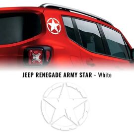 Autocollants Stickers - Army Star - Jeep Renegade - Blanc - Diam. 20 Cm - 2 Pièces