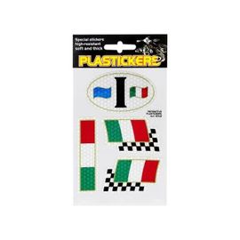 Autocollants Réfléchissants Pour Plastiques, Ovale I Italie Drapeau À Damier, Tableau 13 X 9.5 Cm