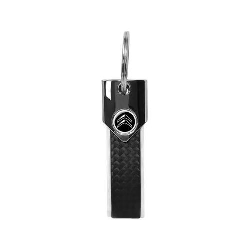 Porte-Clés Officiel Citroën Blanc, Carbone, Logo Noir