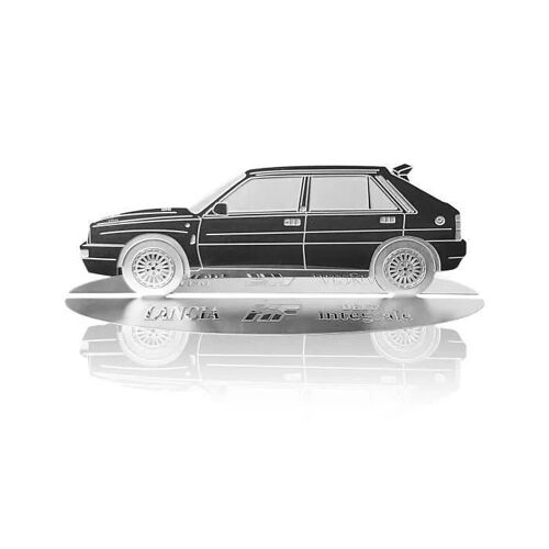 Objet De Décoration - Lancia - Hf Delta Integrale - Silhouette Gravée - Acier Inoxydable - Vitrine Transparente