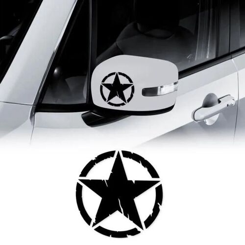 Autocollants Stickers - Army Star - Jeep Renegade - Noir Mat - Diamètre 9 Cm - 2 Pièces