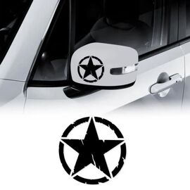 Autocollants Stickers - Army Star - Jeep Renegade - Noir Mat - Diamètre 9 Cm - 2 Pièces