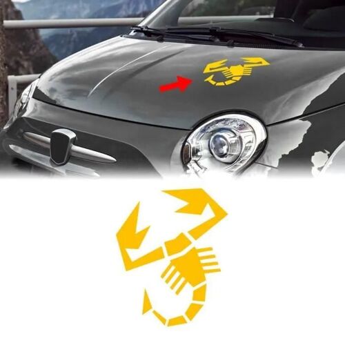 Autocollant - Abarth - Scorpion - Jaune - 20 X 24 Cm - Application Facile