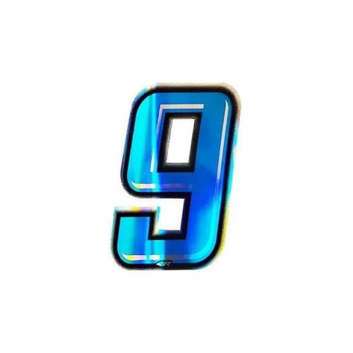 Autocollant Numéro 9 Nombre Adhésif Moto, Bleu Holographique, H 10 Cm