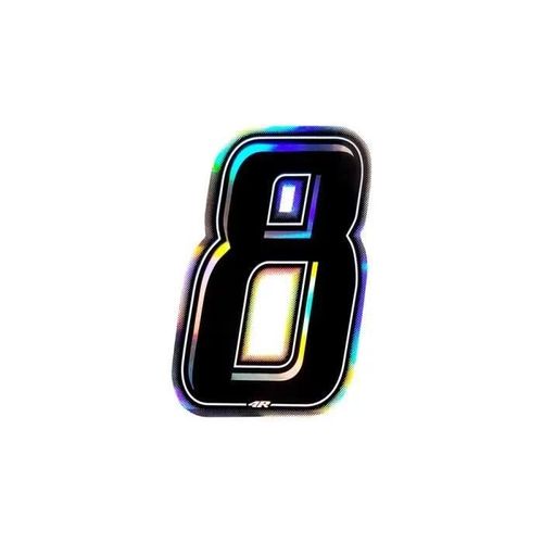 Autocollant Numéro 8 Nombre Adhésif Moto, Noir Holographique, H 10 Cm