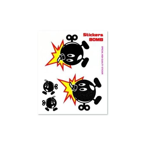 Autocollant - Sticker Bomb - 10 X 12 Cm - Noir - Haute Qualité - Résistant Et Durable