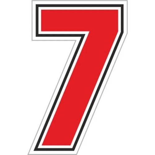 Autocollant Numéro 7 Nombre Adhésif Moto, Sic, Rouge, 40 X 63 Mm