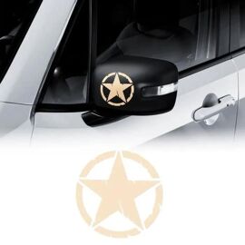 Autocollants Stickers Étoile Army Star Pour Jeep Renegade Miroirs, Sable, Diam. 9 Cm, 2 Pièces