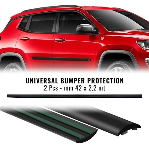 Protection Pare-Chocs - Universelle - Noir - 42 Mm X 2.2 Mt - 2 Pièces - Pvc Souple