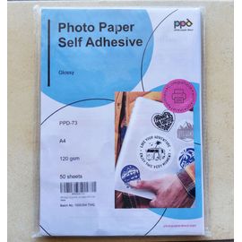 PPD 50 Feuilles x A4 Papier Photo Autocollant Brillant, Personnalisable, Imprimable Jet d'Encre, Etiquttes Premium 120 g/m² 1200dpi