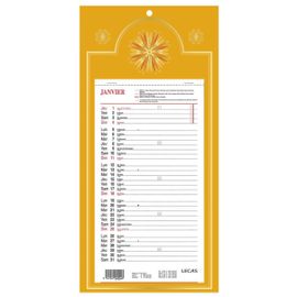 Oxford Calendrier Mural Mensuel 16 X 33 Cm 12 Feuilles Jaune