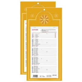 Oxford Lot De 2 Calendriers Mural Mensuel 16 X 33 Cm 12 Feuilles Jaune
