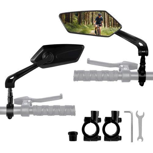 Rétroviseur Vélo-Rétroviseur Moto-Accessoire Vélo-2 Pièces Rétroviseur Trottinette Électrique,Réglable 360°,Antichute,Pour Guidon 20-24 Mm (Noir)