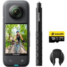 ASFASFq-Insta360 X3 Kit Vlog - Caméra d'action 360 Degrés Étanche avec Capteur 1/2"", Photos 360 5,7K 72MP, Stabilisation, Écran Tactile 2,29"", Vibrations, Montages IA, Live, Webcam, Commande vocale