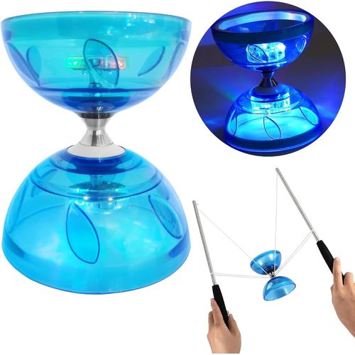 Asfasfq-Led Diabolo Tripler Roulement À Billes Kit Jonglerie - Lumineux Diabolo Pour Débutants & Professionnels | Cirque Jeu Accessoires Pour Les Enfants & Les Adultes | Avec Ficelle, Sac En Filet &